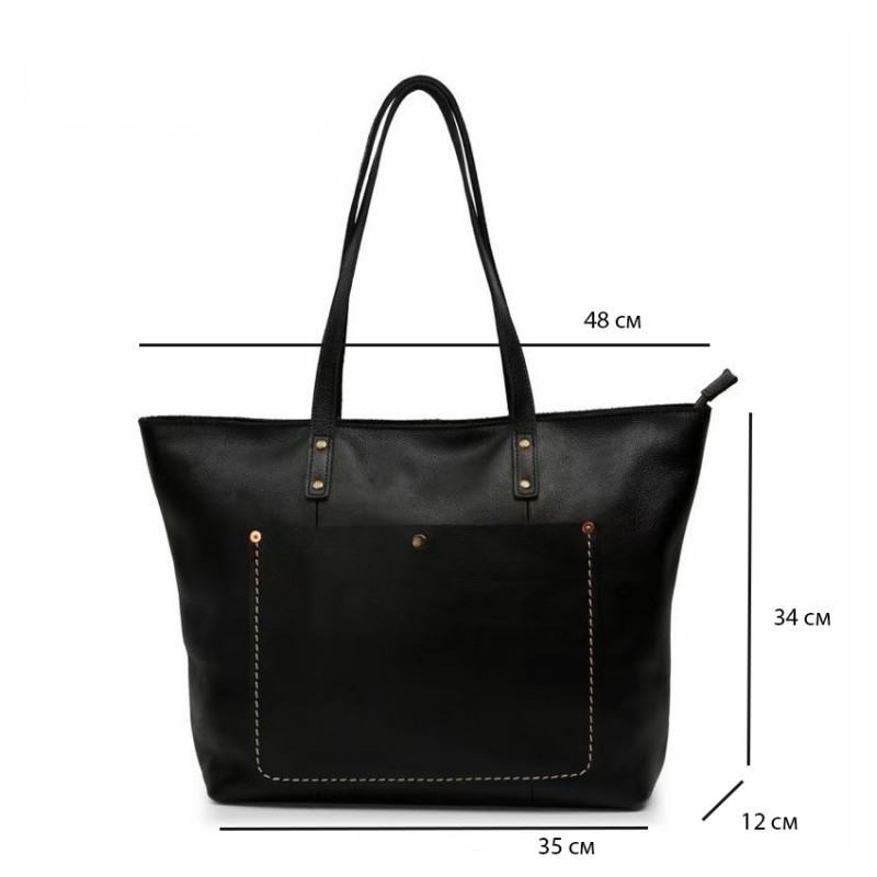 Женская кожаная сумка Carrie черная - 6 фото