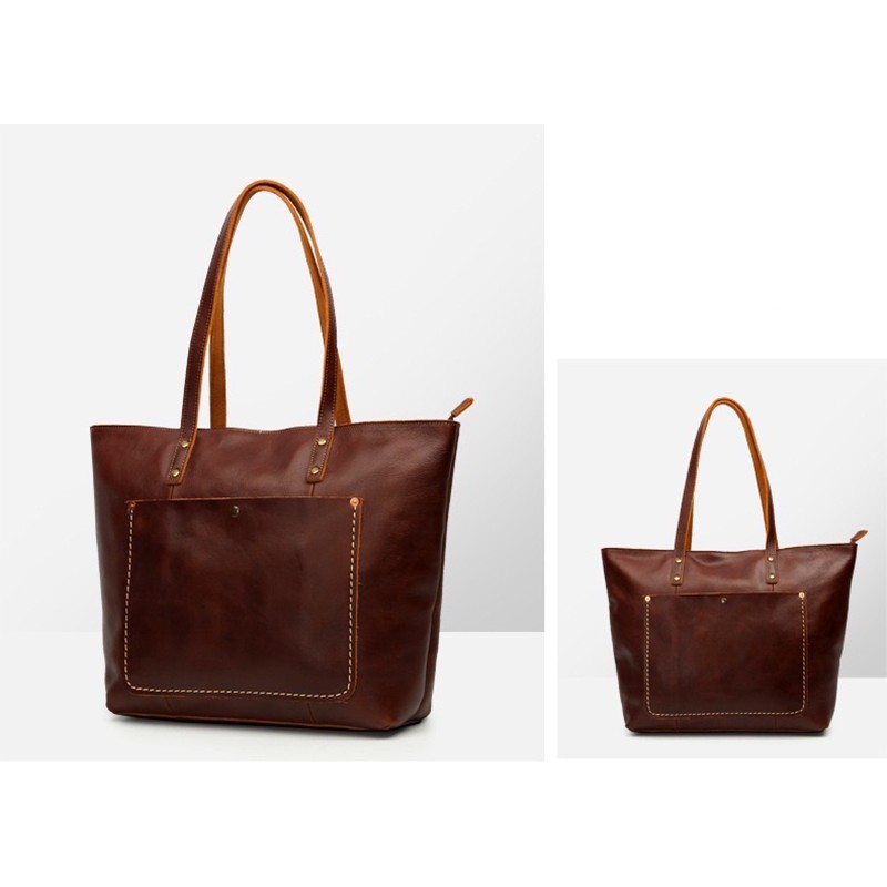 Женская кожаная сумка Carrie коричневая - 2 фото