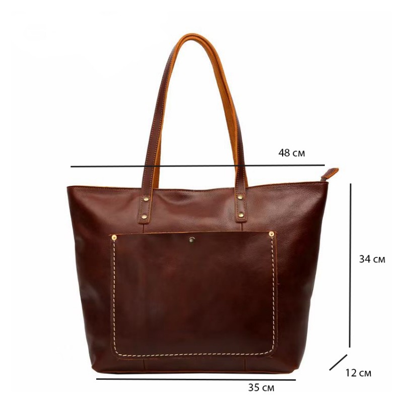 Женская кожаная сумка Carrie коричневая - 3 фото