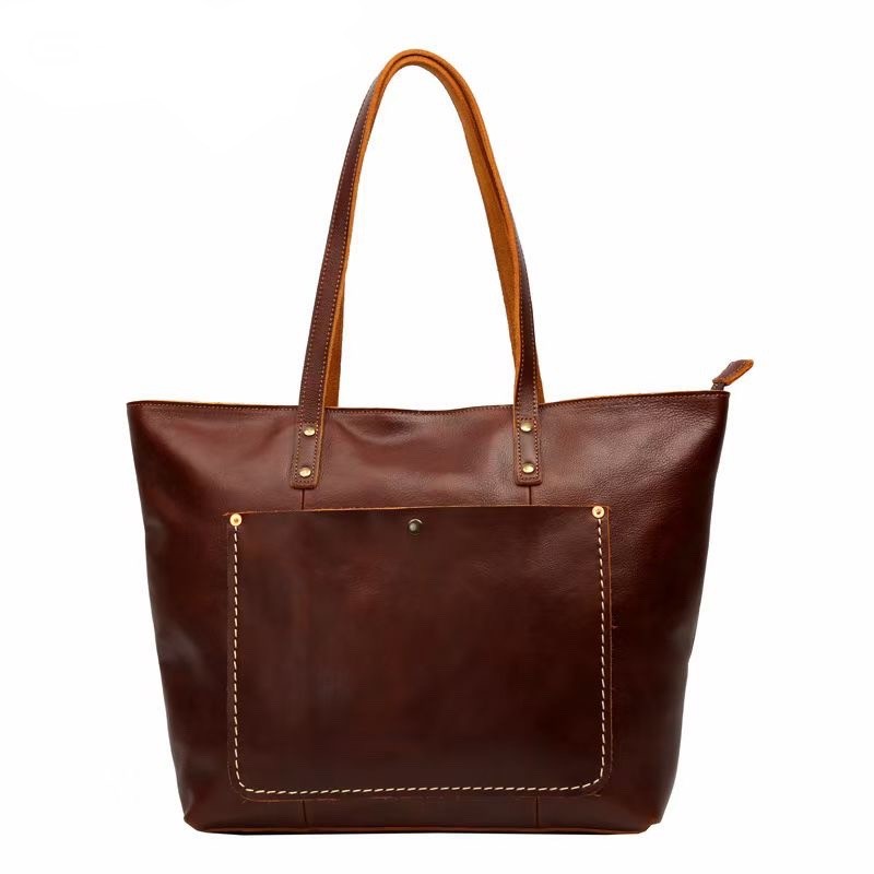Женская кожаная сумка Carrie коричневая - 5 фото