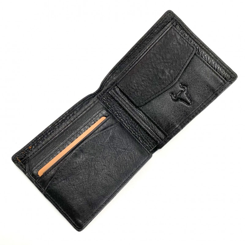 Чоловічий шкіряний гаманець Clan чорний - 4 фото