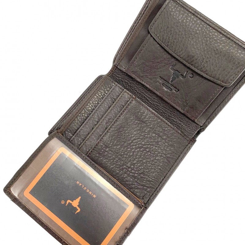 Чоловічий шкіряний гаманець Bull темно-коричневий - 4 фото