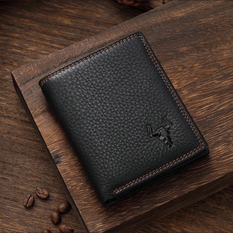 Чоловічий шкіряний гаманець Bull чорний - 2 фото