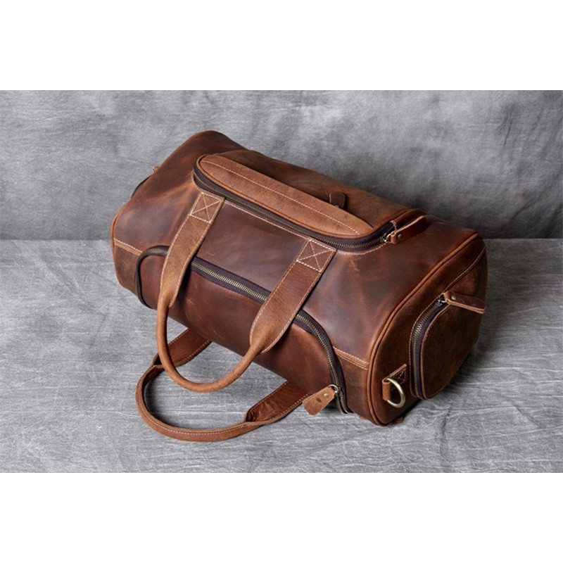 Мужская кожаная дорожная сумка Clifford коричневая - 13 фото