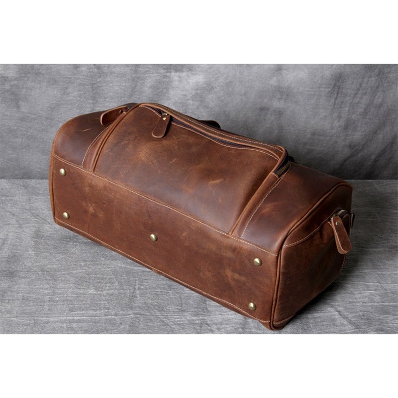 Мужская кожаная дорожная сумка Clifford коричневая - 14 фото