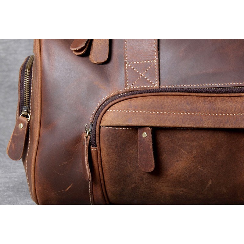 Чоловіча шкіряна дорожня сумка Clifford коричнева - 18 фото