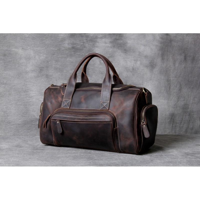 Чоловіча шкіряна дорожня сумка Clifford темно-коричнева - 5 фото