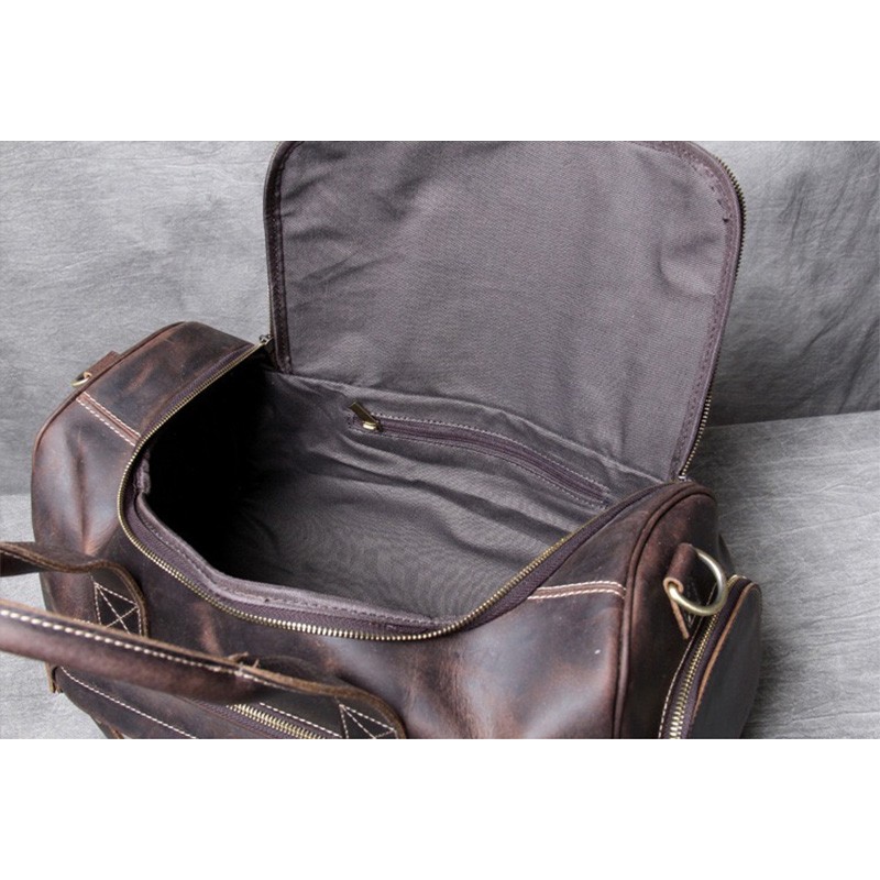Чоловіча шкіряна дорожня сумка Clifford темно-коричнева - 6 фото