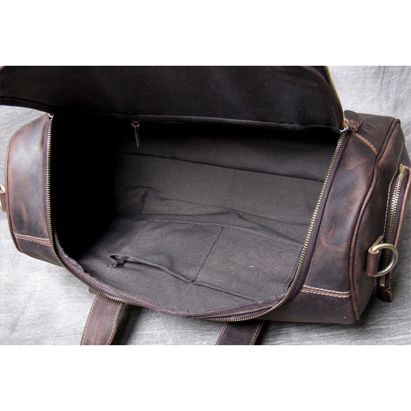 Чоловіча шкіряна дорожня сумка Clifford темно-коричнева - 7 фото
