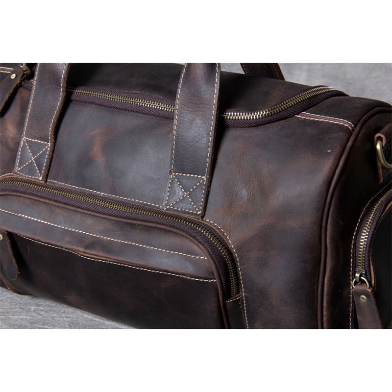 Чоловіча шкіряна дорожня сумка Clifford темно-коричнева - 11 фото