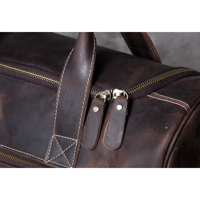 Чоловіча шкіряна дорожня сумка Clifford темно-коричнева - 12 фото