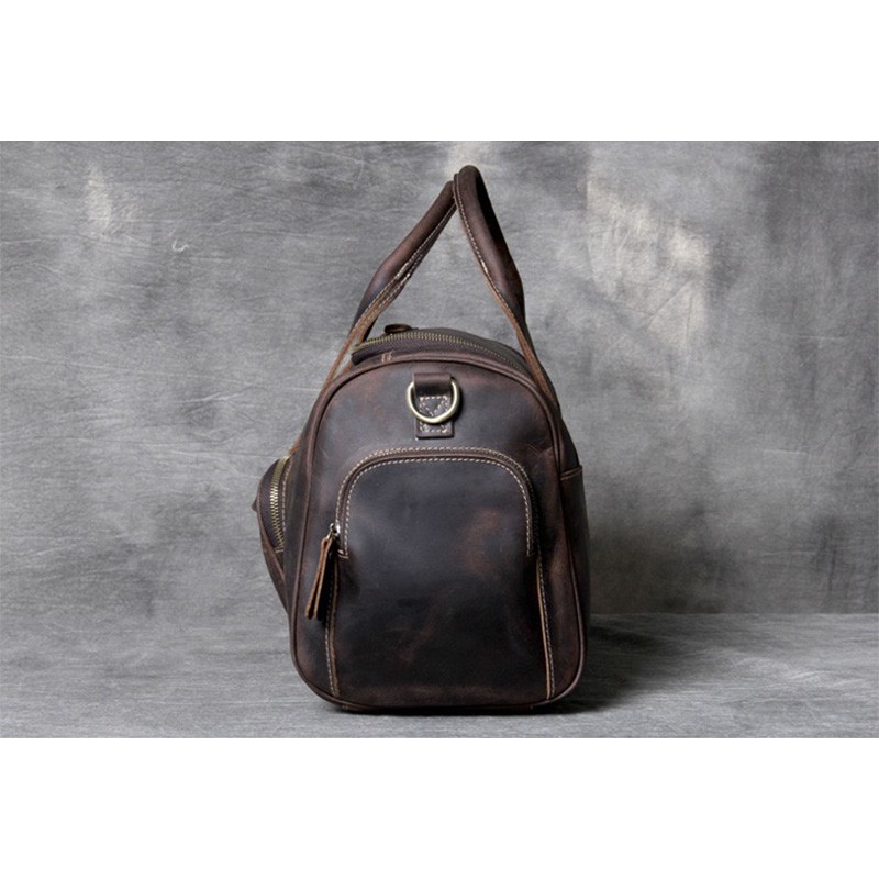 Чоловіча шкіряна дорожня сумка Clifford темно-коричнева - 8 фото