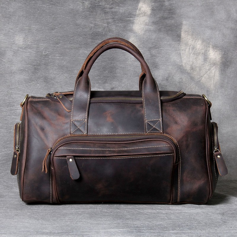 Чоловіча шкіряна дорожня сумка Clifford темно-коричнева - 10 фото