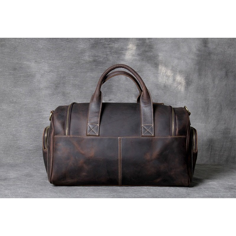 Мужская кожаная дорожная сумка Clifford темно-коричневая - 13 фото
