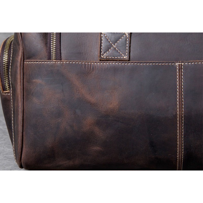 Чоловіча шкіряна дорожня сумка Clifford темно-коричнева - 14 фото