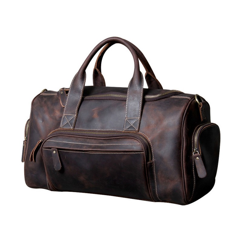 Чоловіча шкіряна дорожня сумка Clifford темно-коричнева - 18 фото