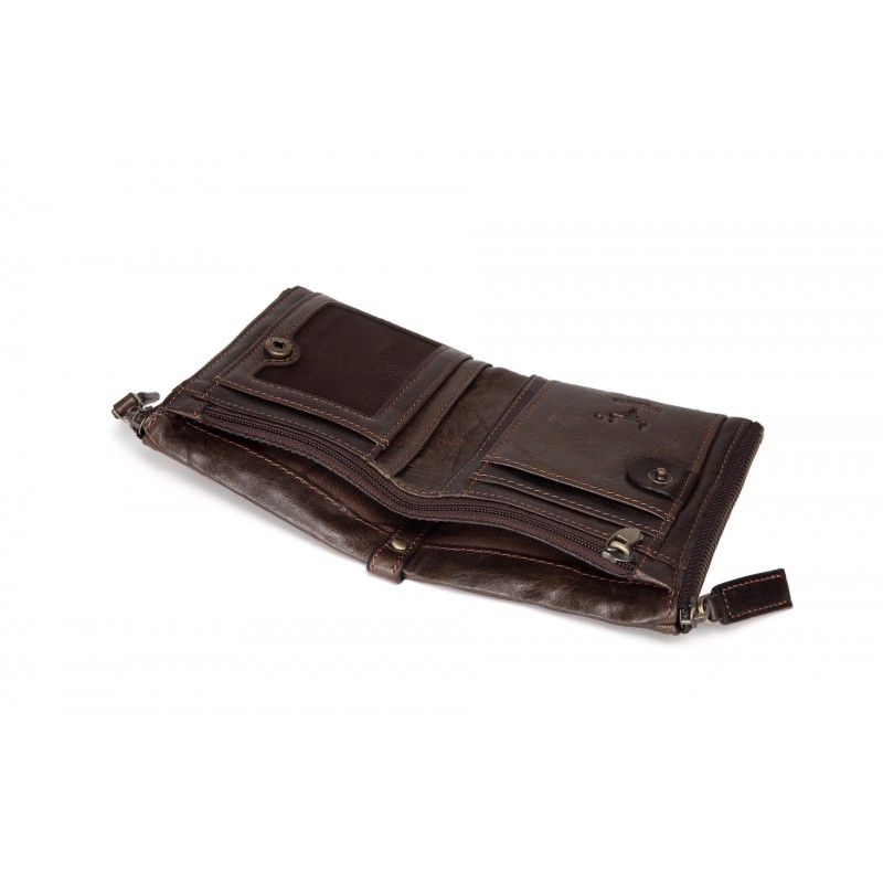 Мужской кожаный кошелек Corrida темно-коричневый - 4 фото