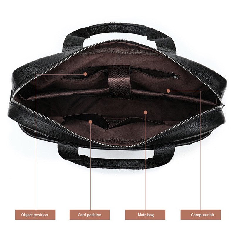 Мужская кожаная сумка для ноутбука Thomas черная - 4 фото