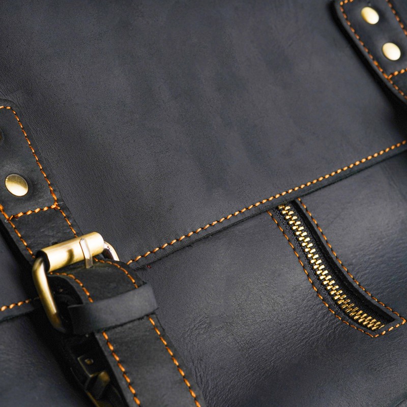 Чоловічий шкіряний портфель Jonathan чорний торф - 3 фото