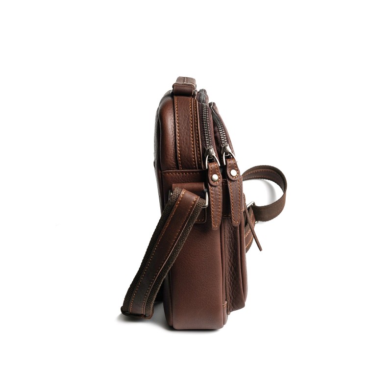 Мужская кожаная сумка барсетка Edmund через плечо коричневая - 2 фото