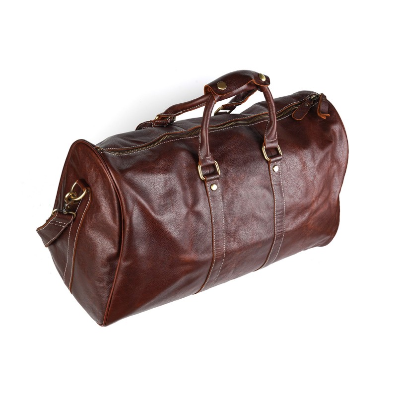 Мужская кожаная дорожная сумка Oswald коричневая - 2 фото