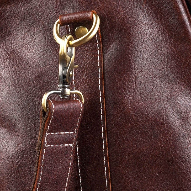 Чоловіча шкіряна дорожня сумка Oswald коричнева - 4 фото