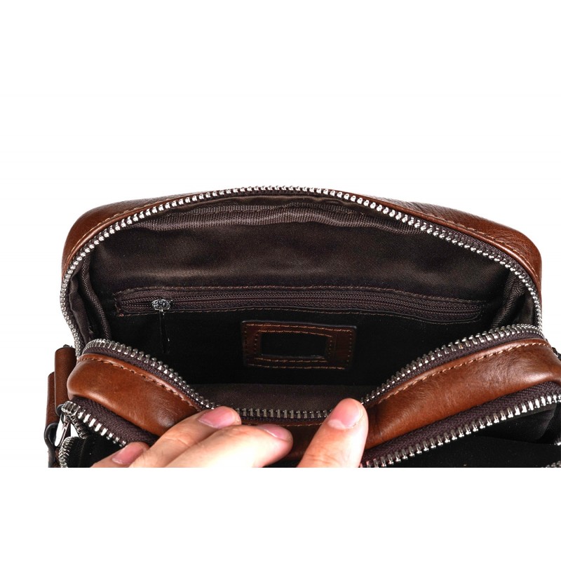 Мужская кожаная сумка барсетка Gregory через плечо коричневая - 5 фото