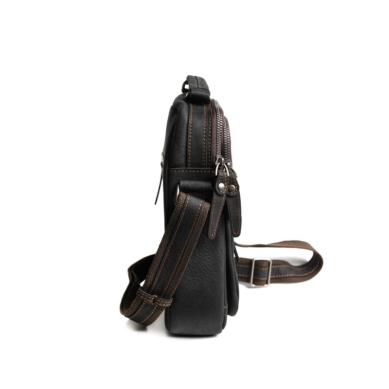 Мужская кожаная сумка барсетка Edmund через плечо черная - 2 фото