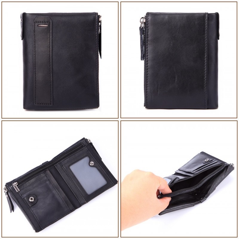Чоловічий шкіряний гаманець Allen IP чорний - 1 фото