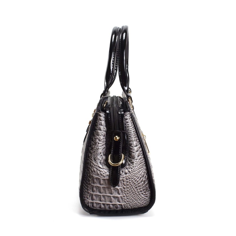 Женская классическая сумка Margo серо-черная - 3 фото