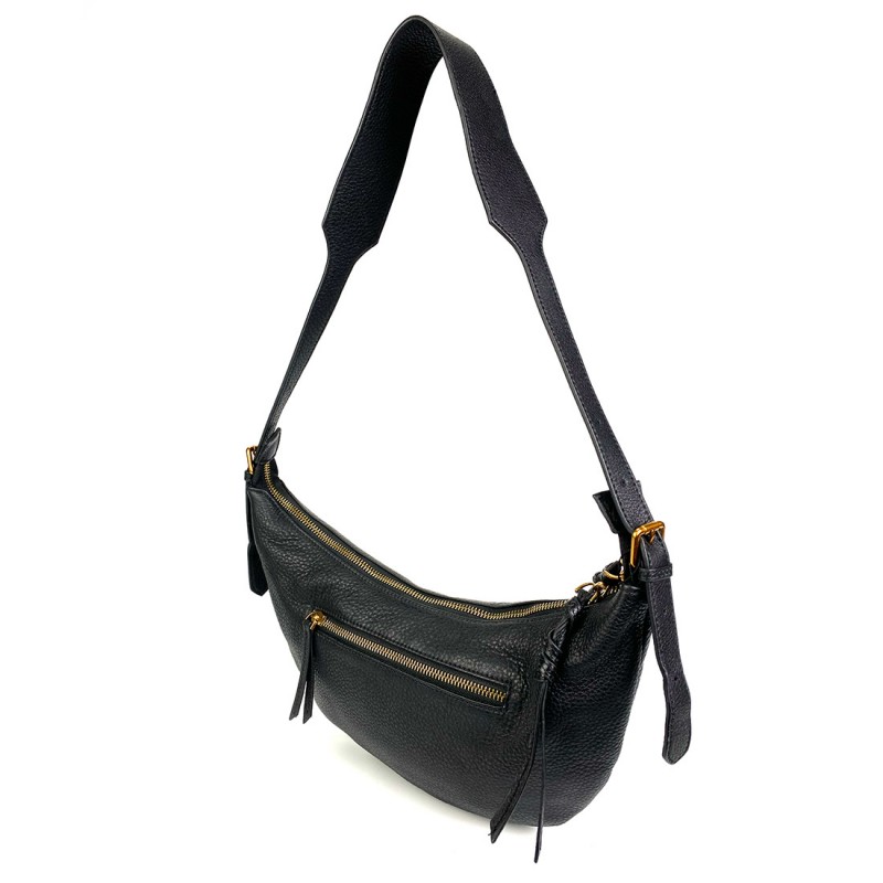 Женская кожаная сумка хобо Jennifer черная - 1 фото
