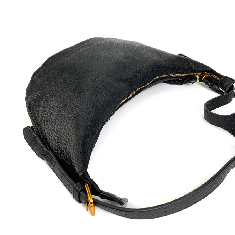 Женская кожаная сумка хобо Jennifer черная - 2 фото