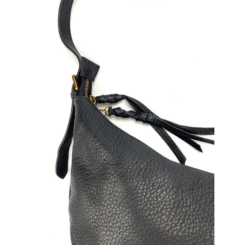 Женская кожаная сумка хобо Jennifer черная - 6 фото