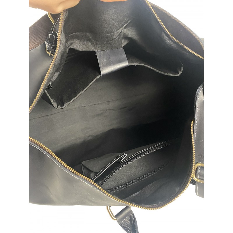 Чоловіча шкіряна дорожня сумка Oswald чорна - 9 фото