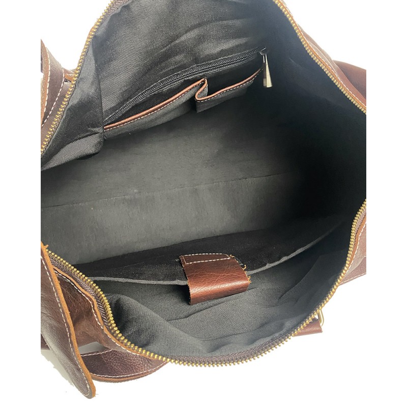 Чоловіча шкіряна дорожня сумка Oswald коричнева - 8 фото