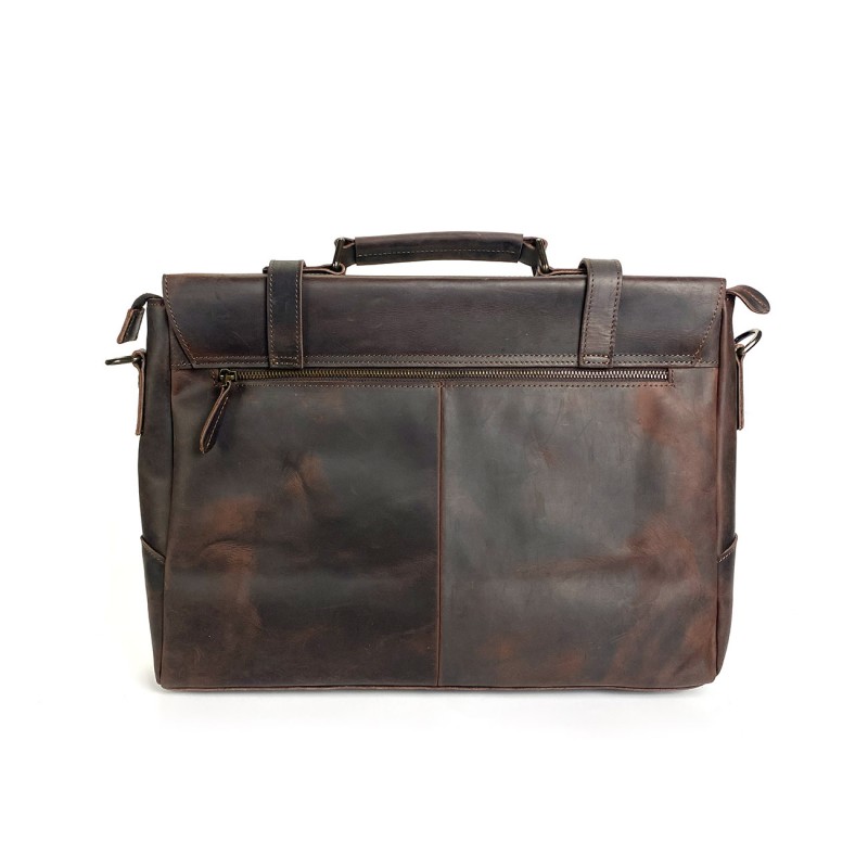 Мужской кожаный портфель Benjamin темно-коричневый - 2 фото