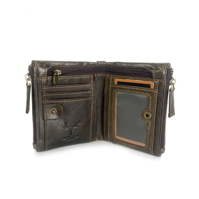 Чоловічий шкіряний гаманець Corrida коричневий - 2 фото