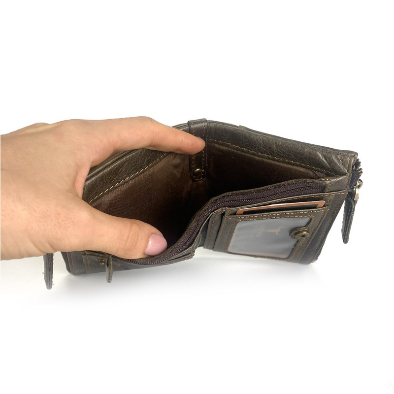 Чоловічий шкіряний гаманець Corrida коричневий - 3 фото