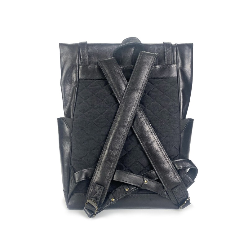 Мужской кожаный рюкзак Frederick черный - 5 фото