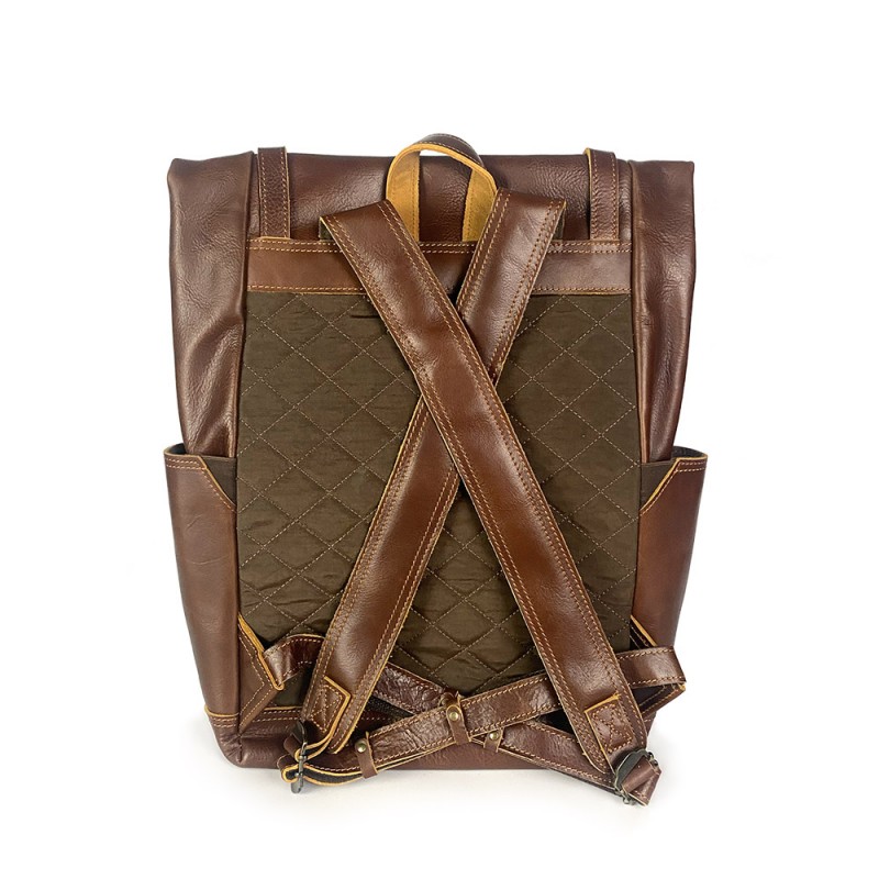 Чоловічий шкіряний рюкзак Frederick коричневий - 8 фото