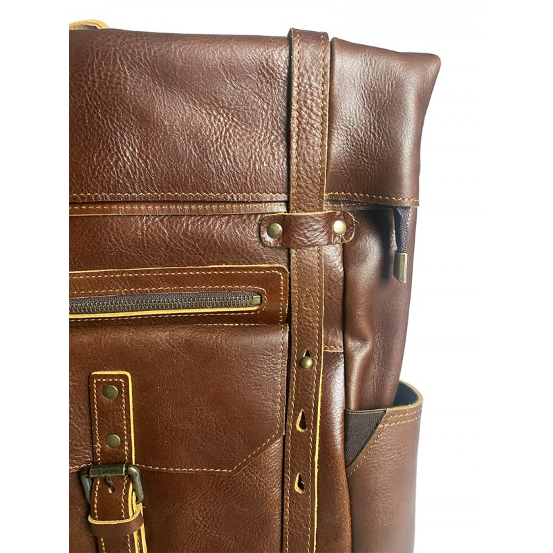 Чоловічий шкіряний рюкзак Frederick коричневий - 4 фото
