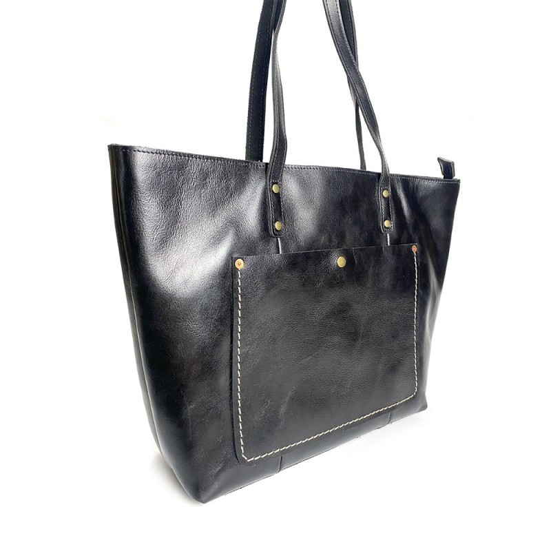 Жіноча шкіряна сумка Carrie чорна - 7 фото