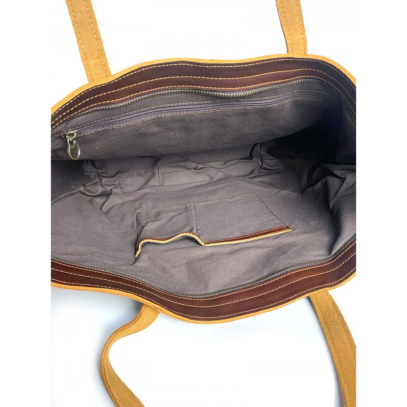 Женская кожаная сумка Carrie коричневая - 6 фото