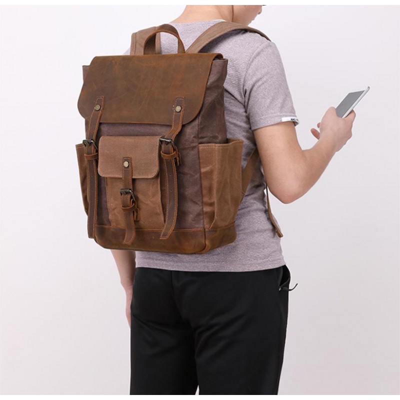 Чоловічий міський рюкзак Jacob коричневий - 3 фото