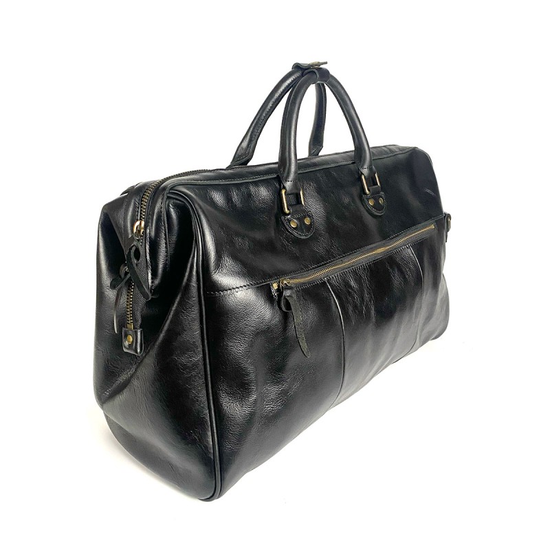 Мужская кожаная дорожная сумка Hubert черная - 3 фото
