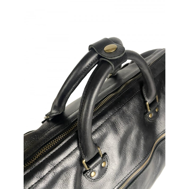 Мужская кожаная дорожная сумка Hubert черная - 5 фото