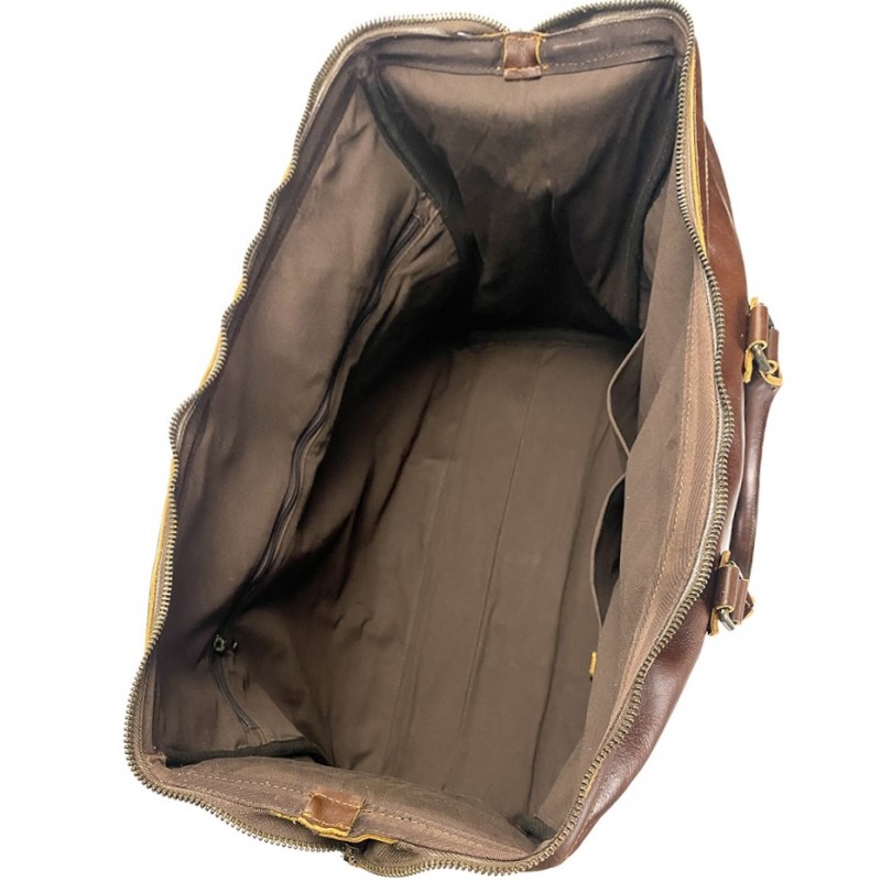 Мужская кожаная дорожная сумка Hubert коричневая - 5 фото