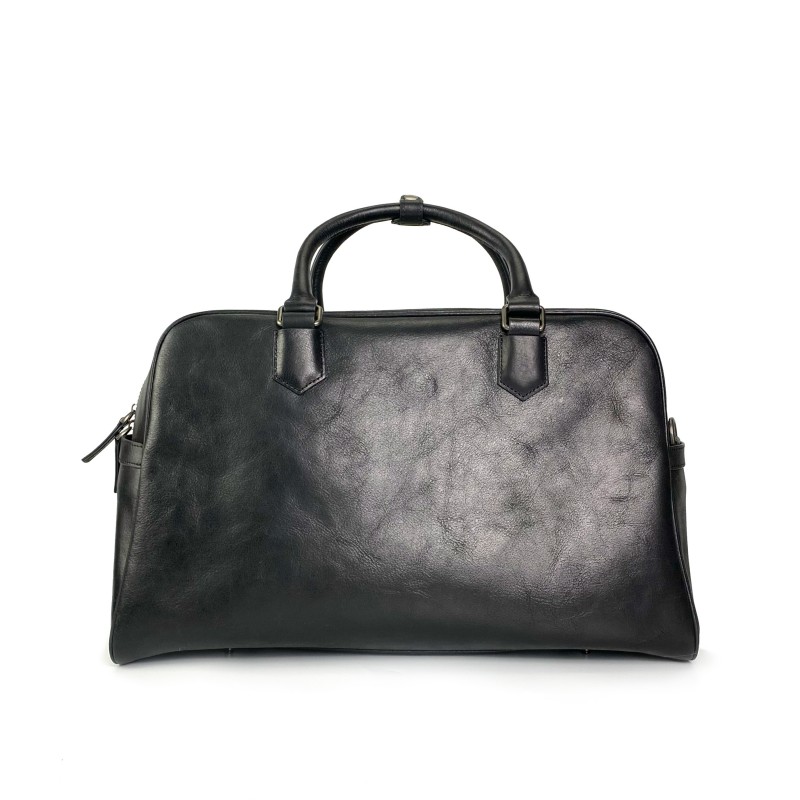 Мужская кожаная дорожная сумка Sherlock черная - 1 фото