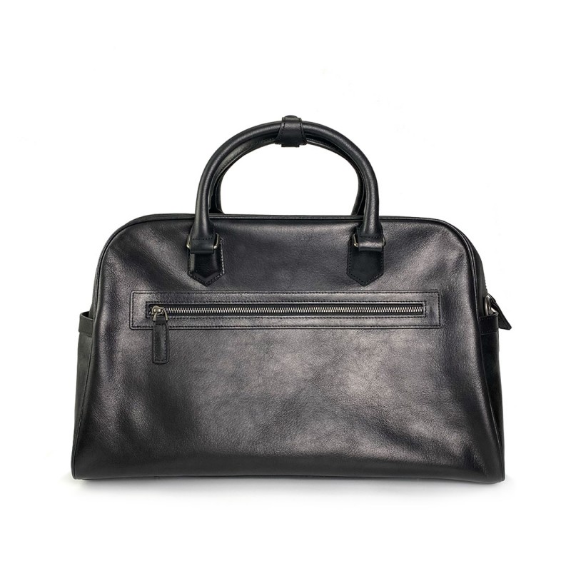 Мужская кожаная дорожная сумка Sherlock черная - 2 фото