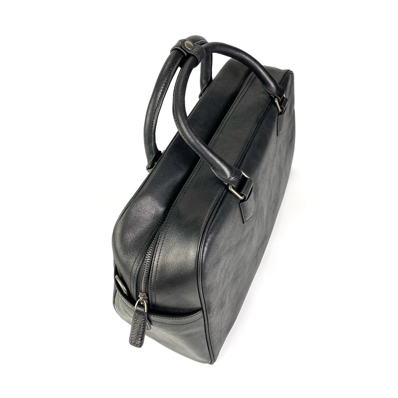Мужская кожаная дорожная сумка Sherlock черная - 3 фото
